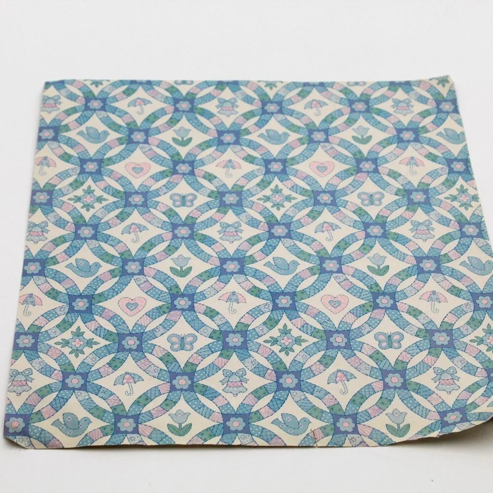 Vintage Blue Ring Shapes Baby Present Gift Wrapping Paper One Sheet 20